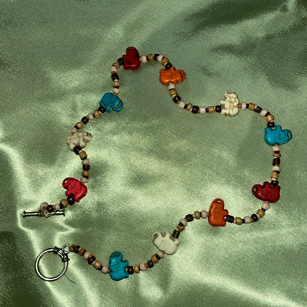 One of a kind handmade elephant necklace.